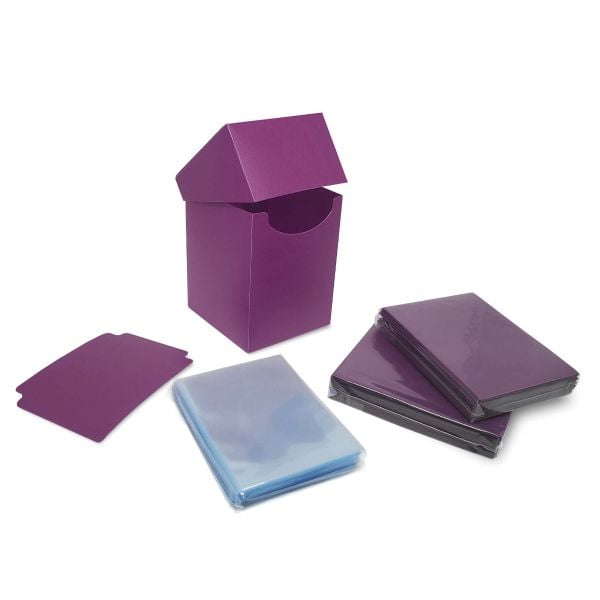 BCW Deck Case Box, Deck Protectors and Inner Sleeves Standard Elite2 Combo Pack Glossy Mulberry