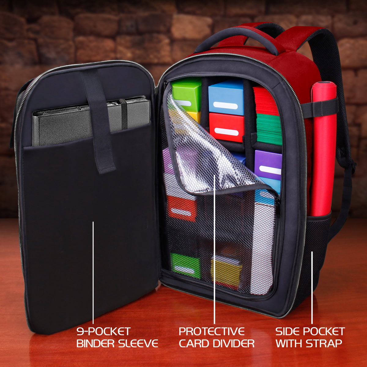 Enhance Tabletop Collectors Card Storage Backpack Red