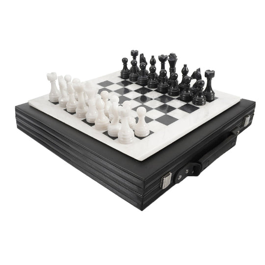 Chess Set with Storage - White/Black 38cm