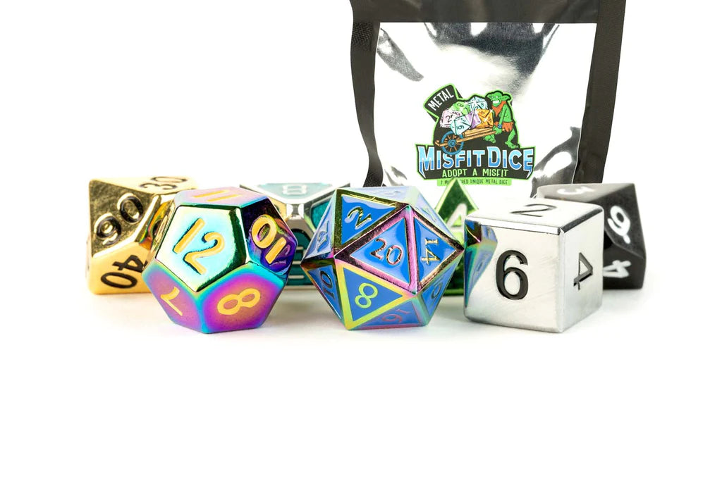 Metallic Dice Games - Mystery Misfit Metal Polyhedral Dice Set