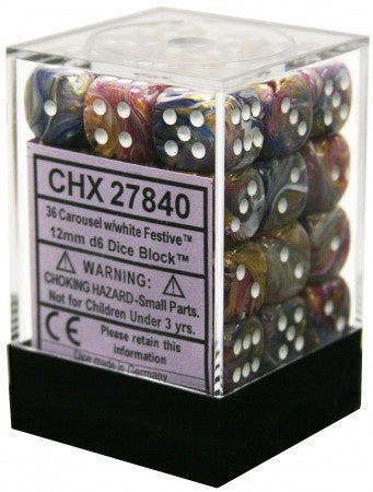 Chessex - Festive 12mm D6 Set - Carousel/White (CHX27840)