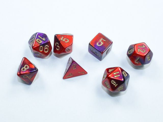 Chessex - Gemini Mini Purple-Red/Gold 7 Die Set CHX 20626