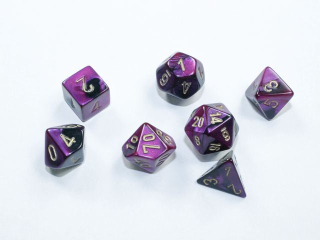 Chessex - Gemini Mini Black-Purple/Gold 7 Die Set CHX 20640
