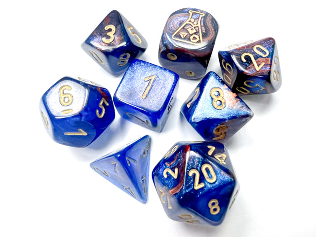 Chessex - Lustrous Polyhedral 7 Dice Set - Azurite/Gold (CHX30055)