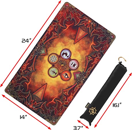 ENHANCE Trading Card Games TCG Playmat with Stitched Edges (Flames)