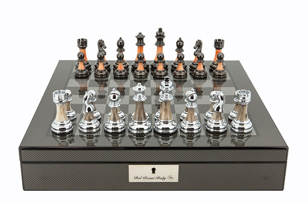 Dal Rossi Carbon Fibre Metal/Marble Chess Set
