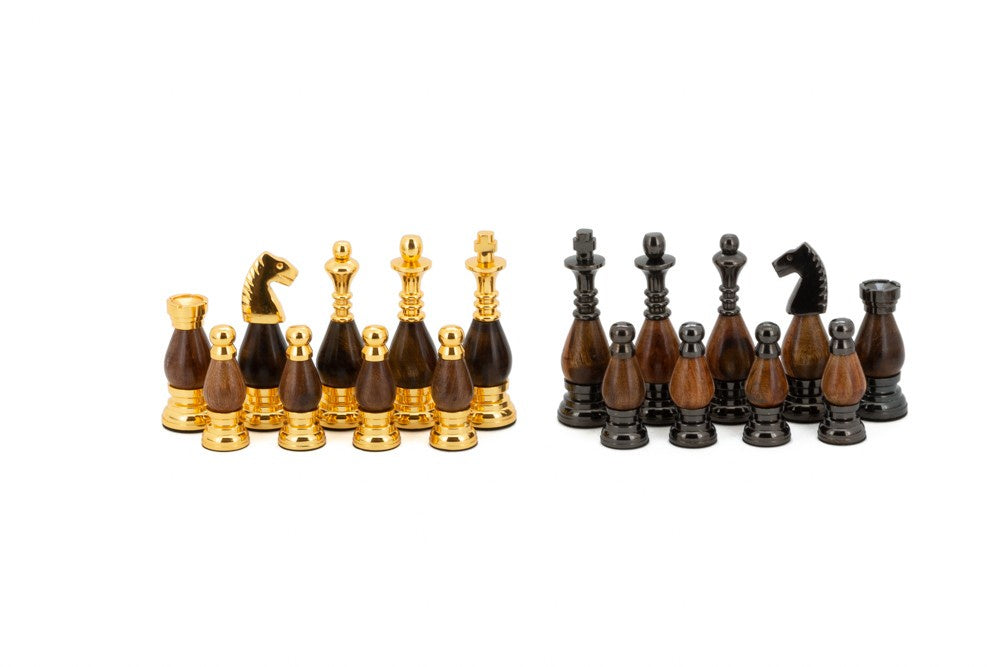 Dal Rossi 100mm Metal and Wood Gold Chess Pieces