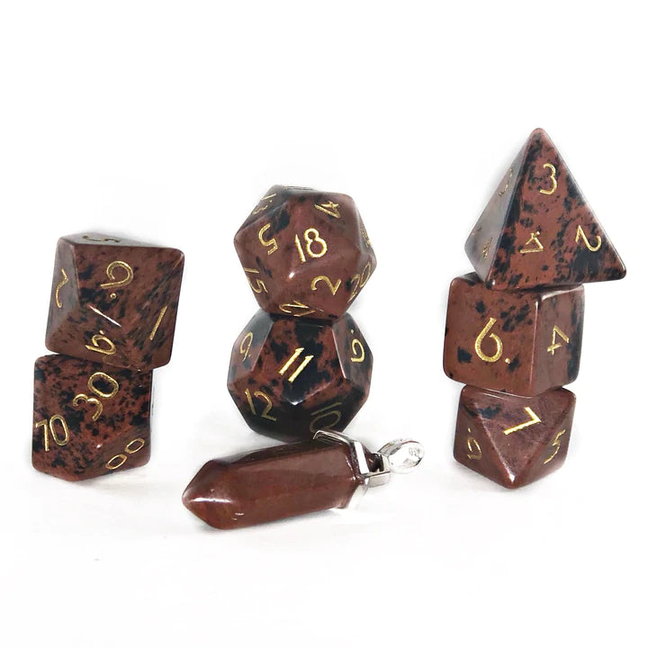 Level Up Dice - Mahogany Obsidian Polyhedral Dice Set (Frontier)