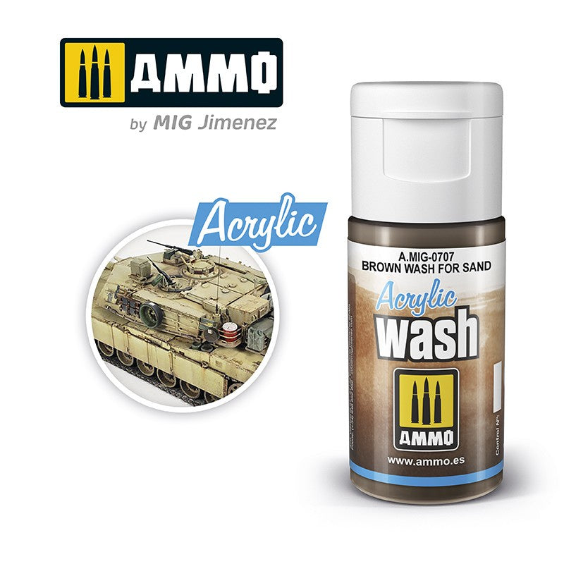 Ammo by MIG Acrylic Washes: brown wash for sand 15 ml