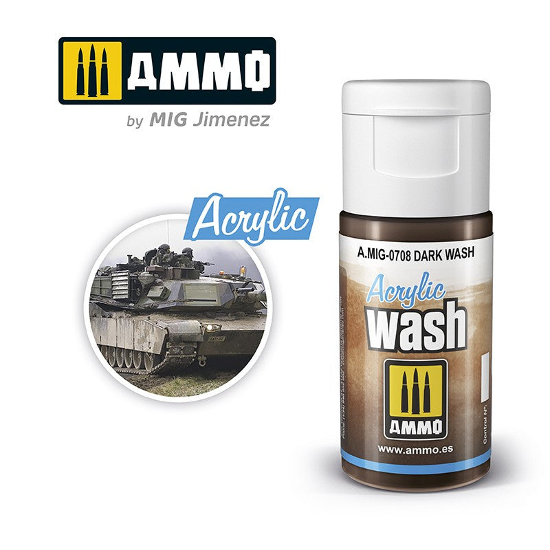 Ammo by MIG Acrylic Washes: dark wash 15 ml