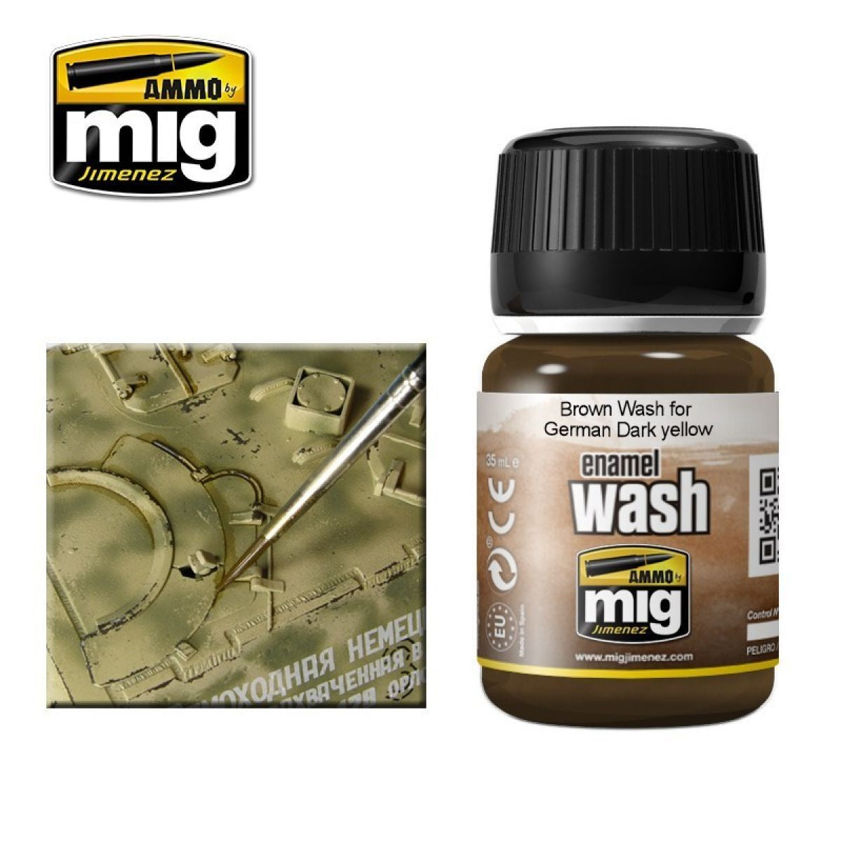 Ammo by MIG Enamel Washes Brown Wash for German Dark Yellow 35ml