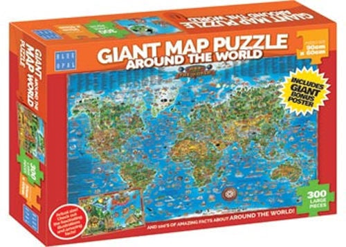 Blue Opal - Giant Map Puzzle Around The World 300 Piece Jigsaw