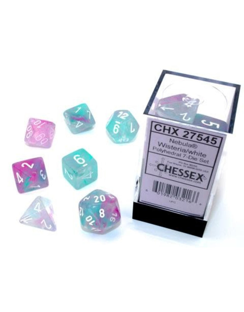 Chessex - Dice Sets: Nebula Mini-Polyhedral Wisteria / white 7-Die set