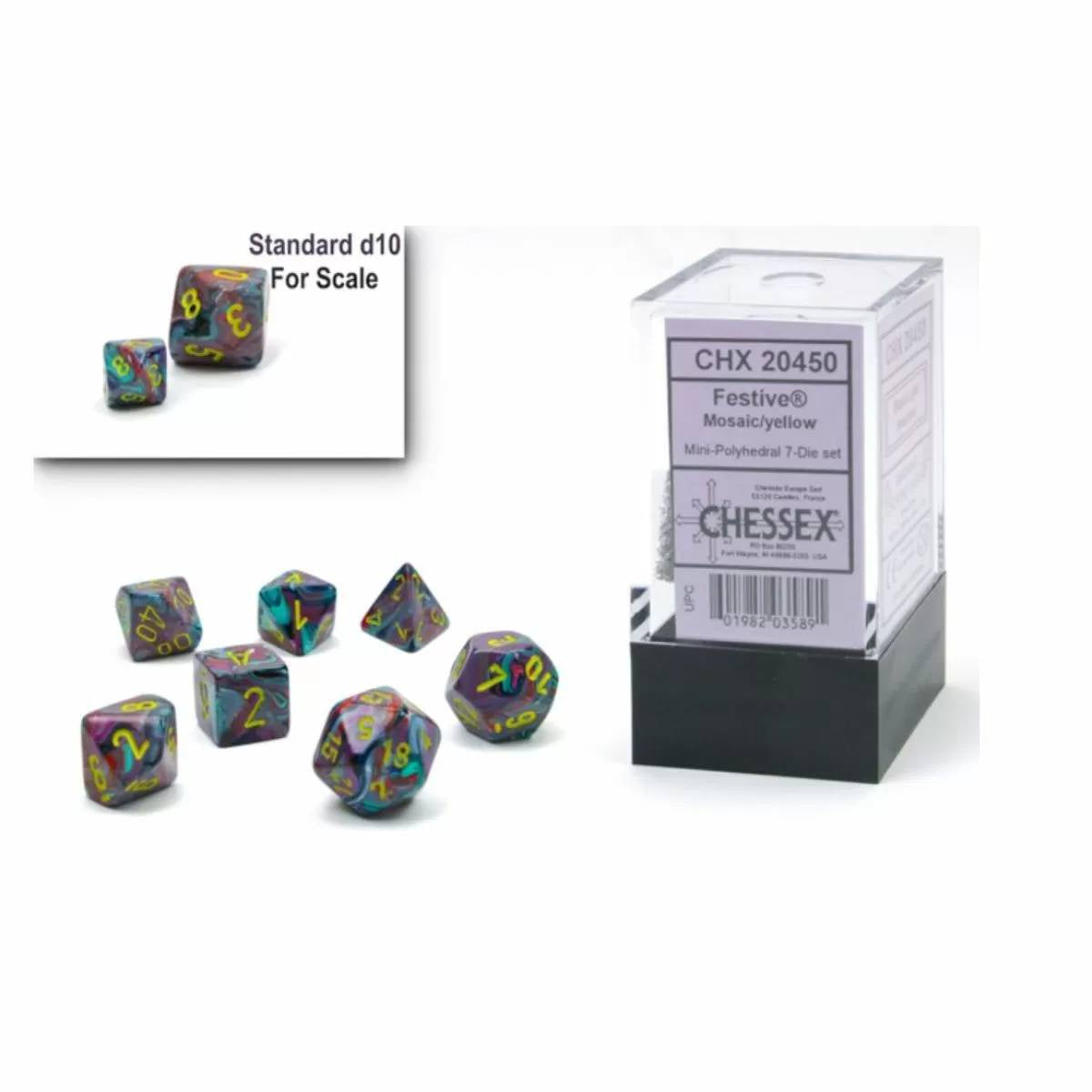 Chessex - Festive Mini Mosaic/Yellow 7-Die Set (CHX 20450)
