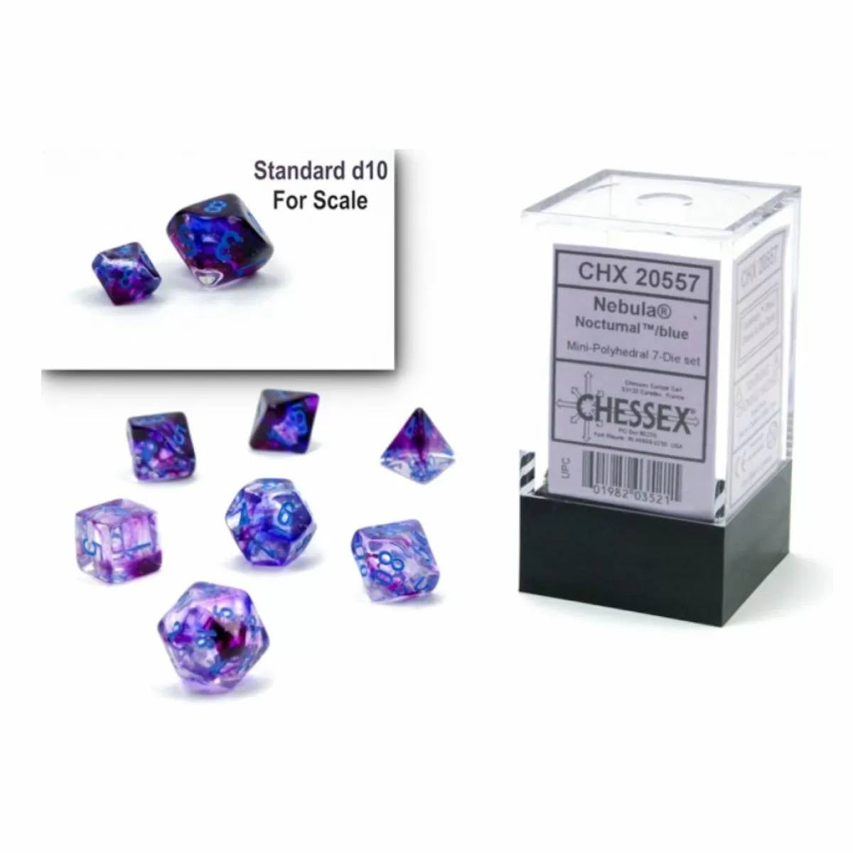 Chessex - Nebula Mini Nocturnal/Blue Luminary 7-Die Set (CHX 20557)