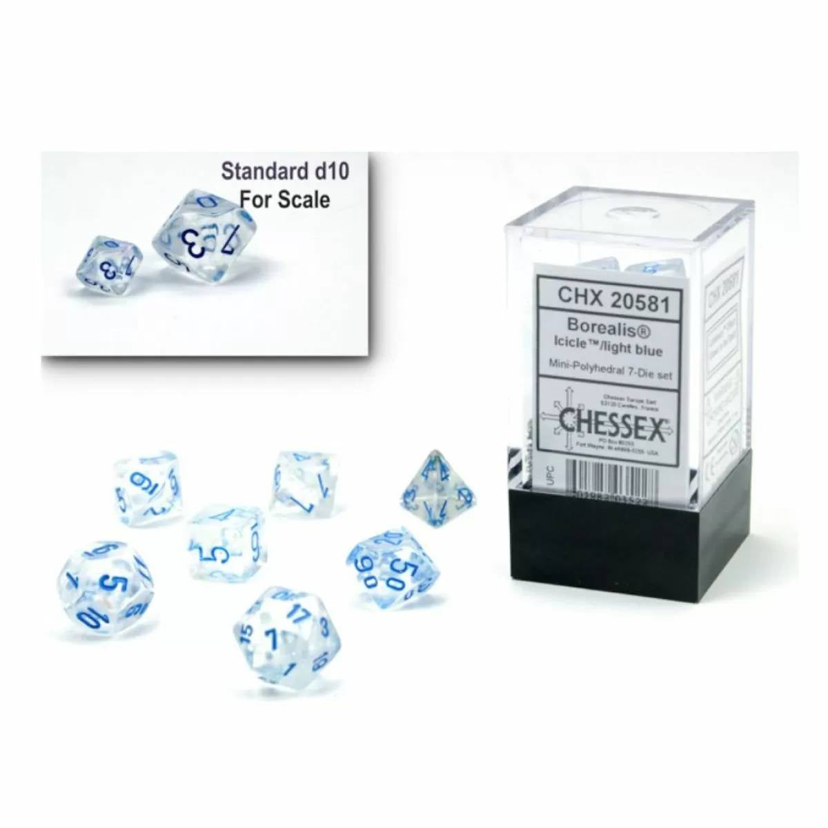 Chessex - Borealis Mini Icicle/Light Blue Luminary 7-Die Set (Chx 20581)