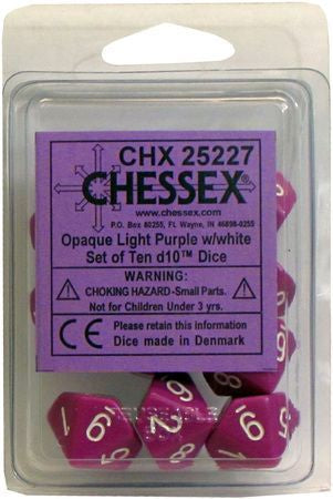 Chessex - Opaque Polyhedral D10 Set - Light Purple/White (CHX25227)