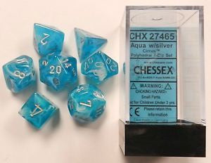 Chessex - Cirrus Polyhedral 7-Die Set - Aqua/Silver (CHX27465)