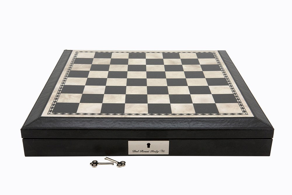 Dal Rossi 18 Chess Board Black and White with PU Leather Edge with compartments