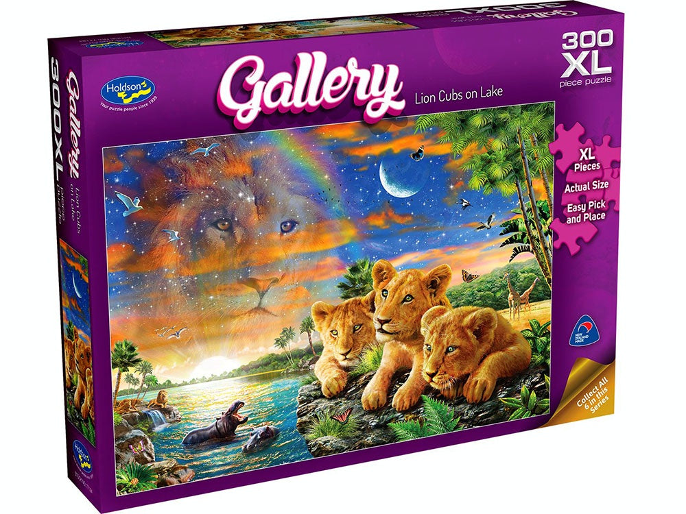 Holdson Lion Cubs On Lake Gallery 300 Pieces XL Jigsaw