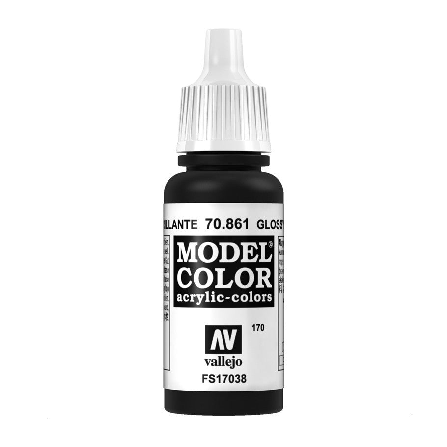 Vallejo Model Colour - Glossy Black 17ml Acrylic Paint (AV70861)