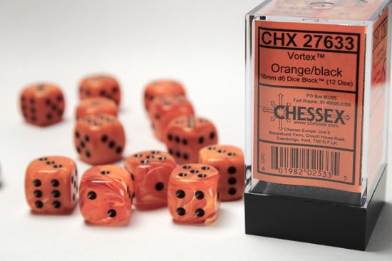 Chessex Vortex Orange/Black (12) (CHX 27633)