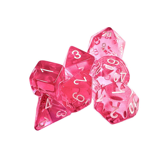 Chessex - Translucent Polyhedral Pink/white 7-Die Set - CHX23084