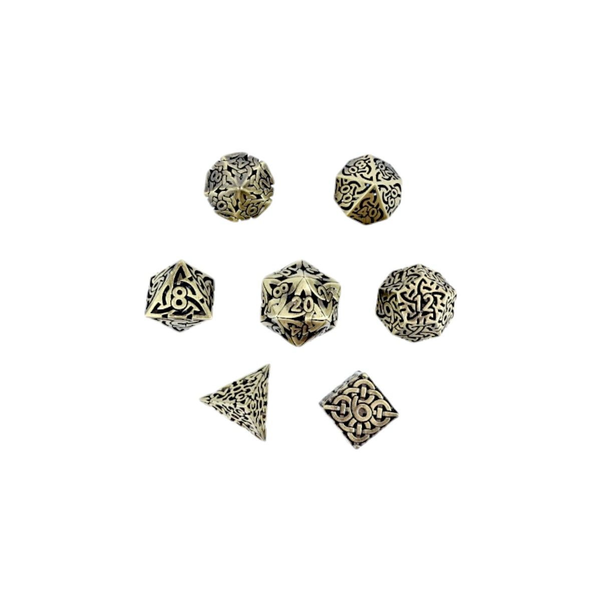 LPG Dice RPG Set Hollow Textures - Tarnished Gold