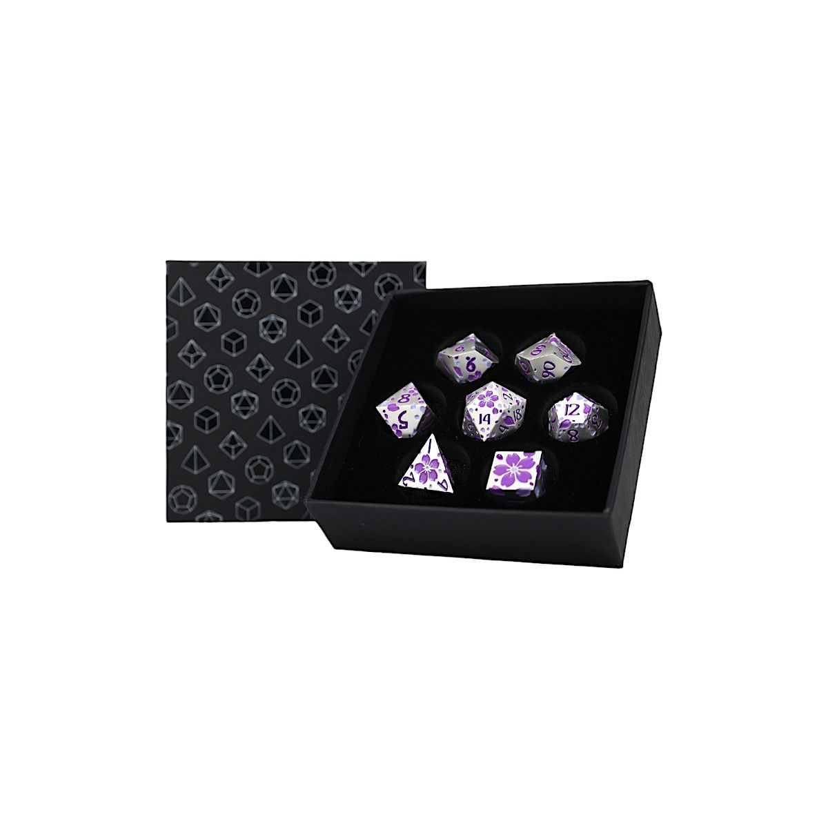 LPG Dice RPG Set Inscripted Sakura Purple