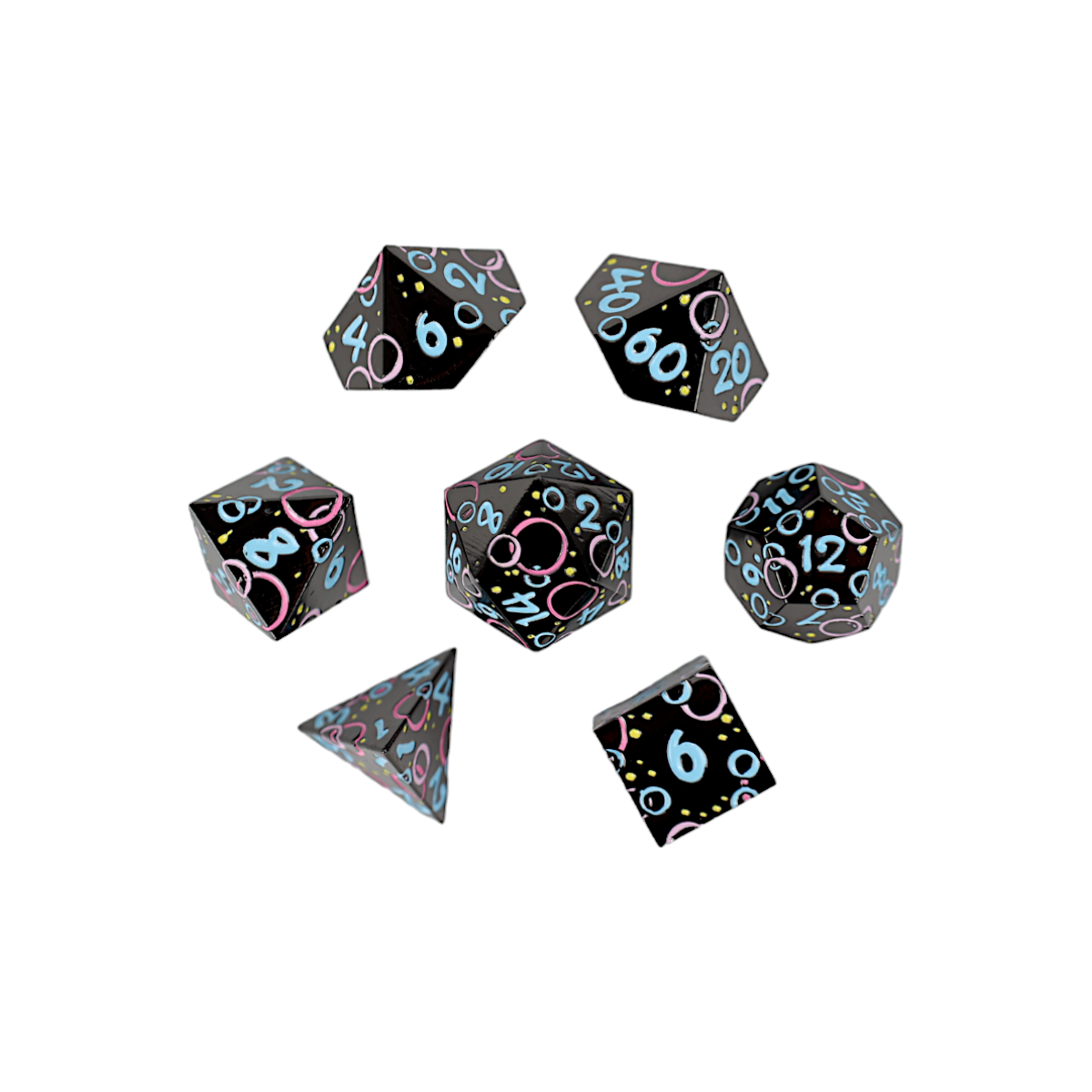 LPG Dice RPG Set Inscripted Bubbles Pastel Black