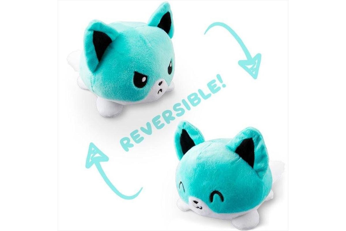 Reversible Fox Plushie Light Blue And White