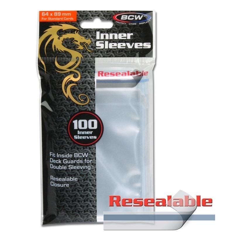 BCW Deck Protectors Inner Sleeves Standard Resealable Clear (64mm x 89mm)