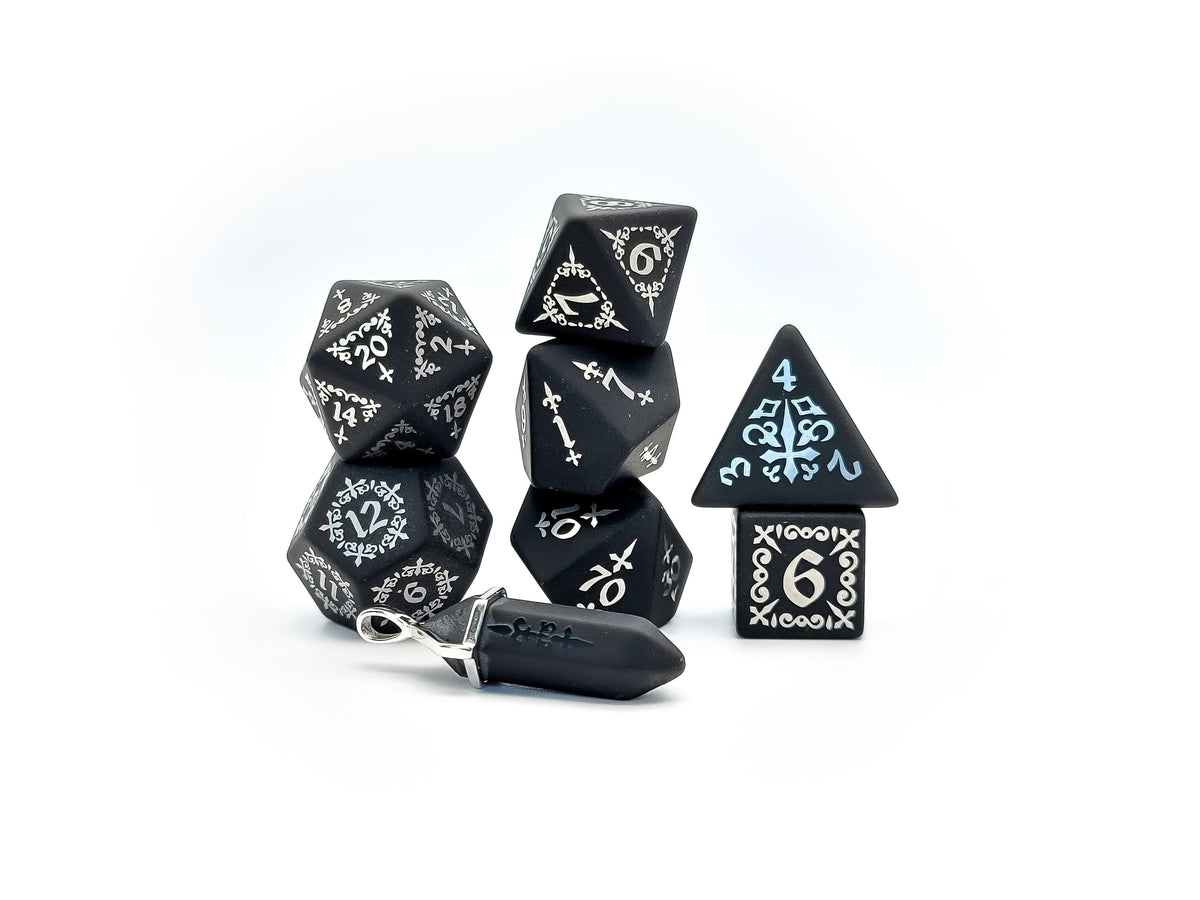 Level Up Dice - Silver Ionized Shadow Masque Obsidian