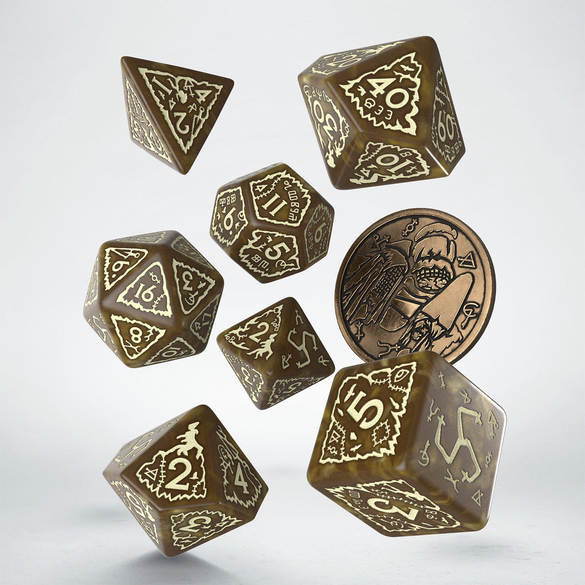 Q Workshop - The Witcher Dice Set Crones - Weavess Dice Set 7 With Coin