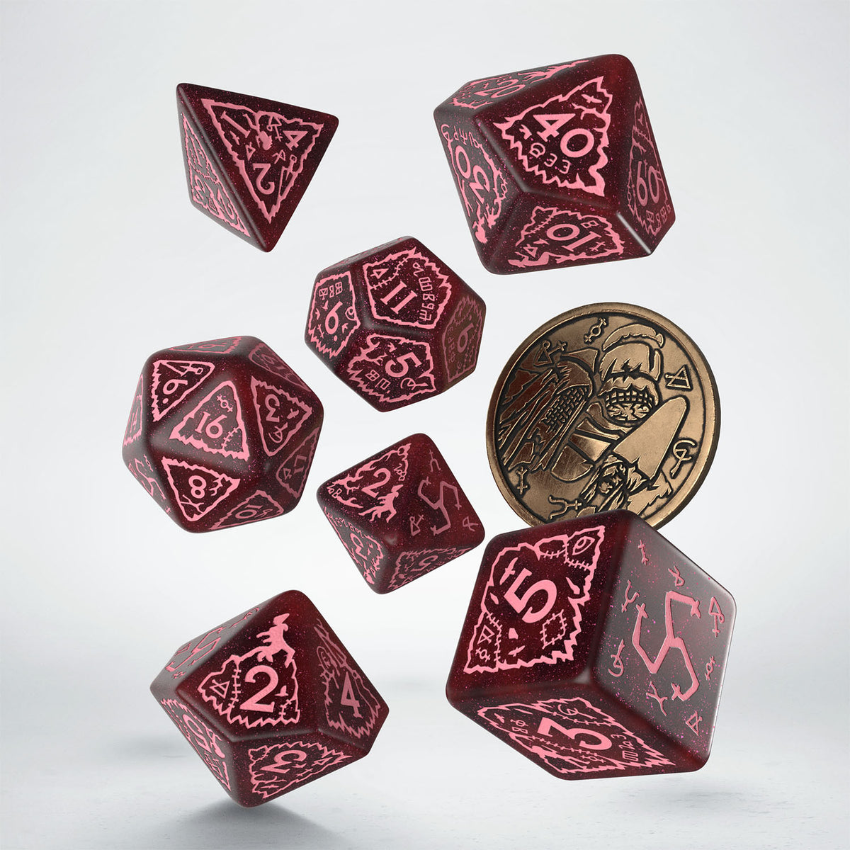 Q Workshop - The Witcher Dice Set Crones - Whispess Dice Set 7 With Coin