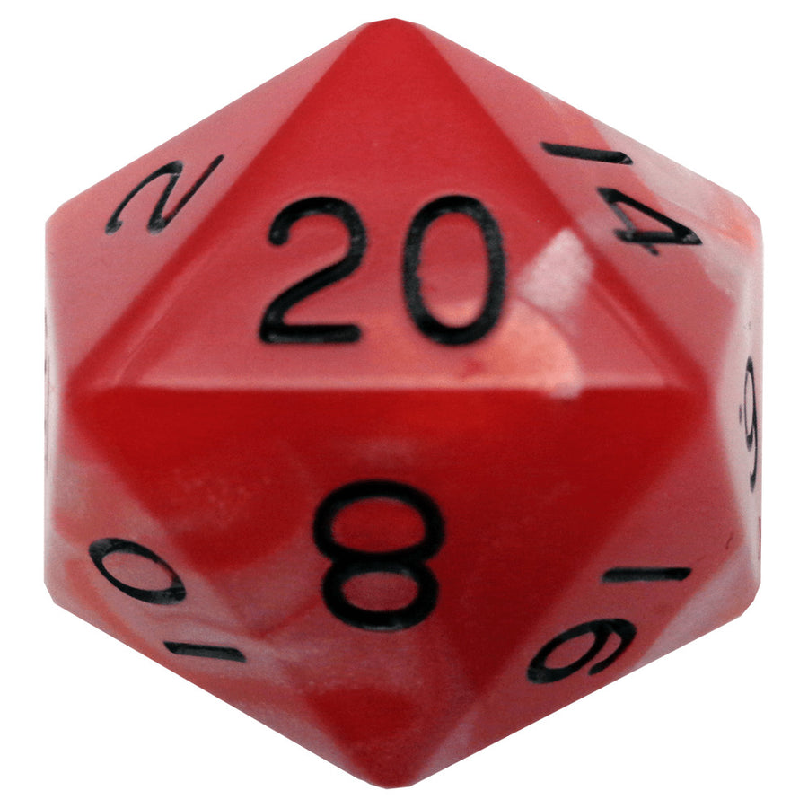 Metallic Dice Games Acrylic d20: Red/White w/ Black Numbers