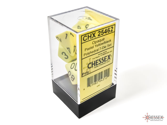 Chessex Opaque Polyhedral Pastel Yellow/black 7-Die Set - CHX 25462