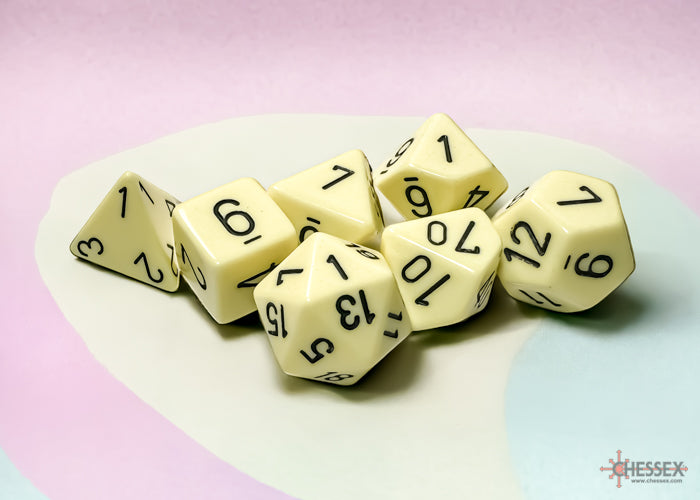 Chessex Opaque Polyhedral Pastel Yellow/black 7-Die Set - CHX 25462