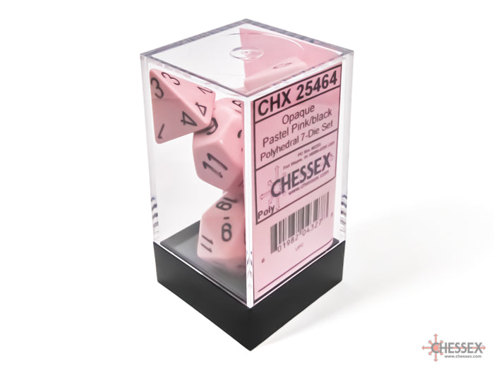 Chessex Opaque Polyhedral Pastel Pink/black 7-Die Set - CHX 25464 (Preorder)