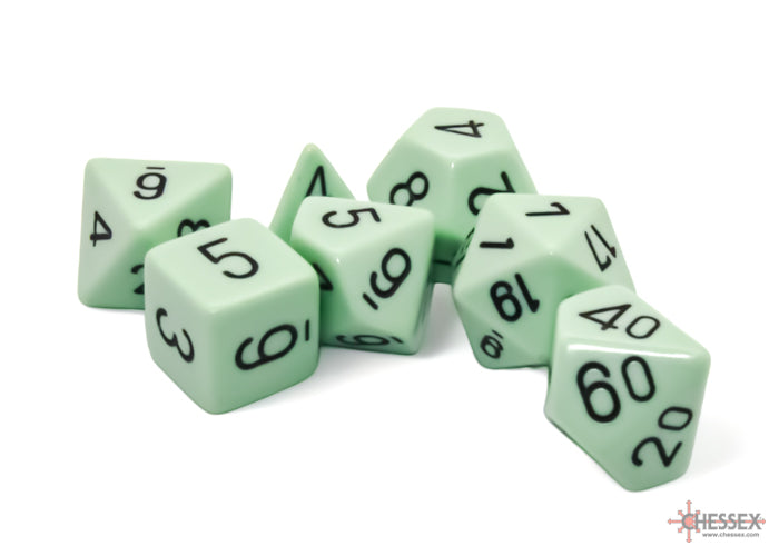 Chessex Opaque Polyhedral Pastel Green/black 7-Die Set - CHX 25465