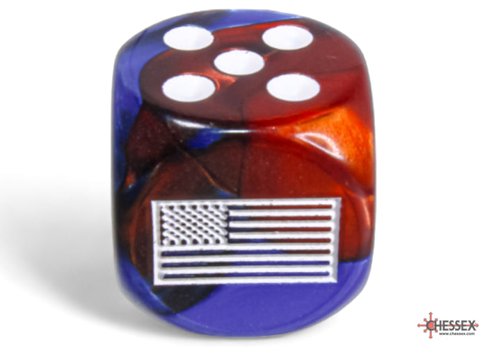 Chessex United States War Dice Gemini Blue-Red/white 16mm d6 Dice Block (12 dice) (CHX 29065) (Preorder)