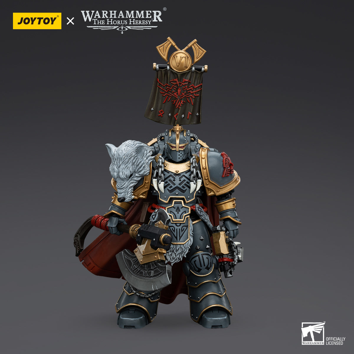 Warhammer Collectibles: 1/18 Scale Space Wolves Legion Praetor with Power Axe and Combat Shield (Preorder)