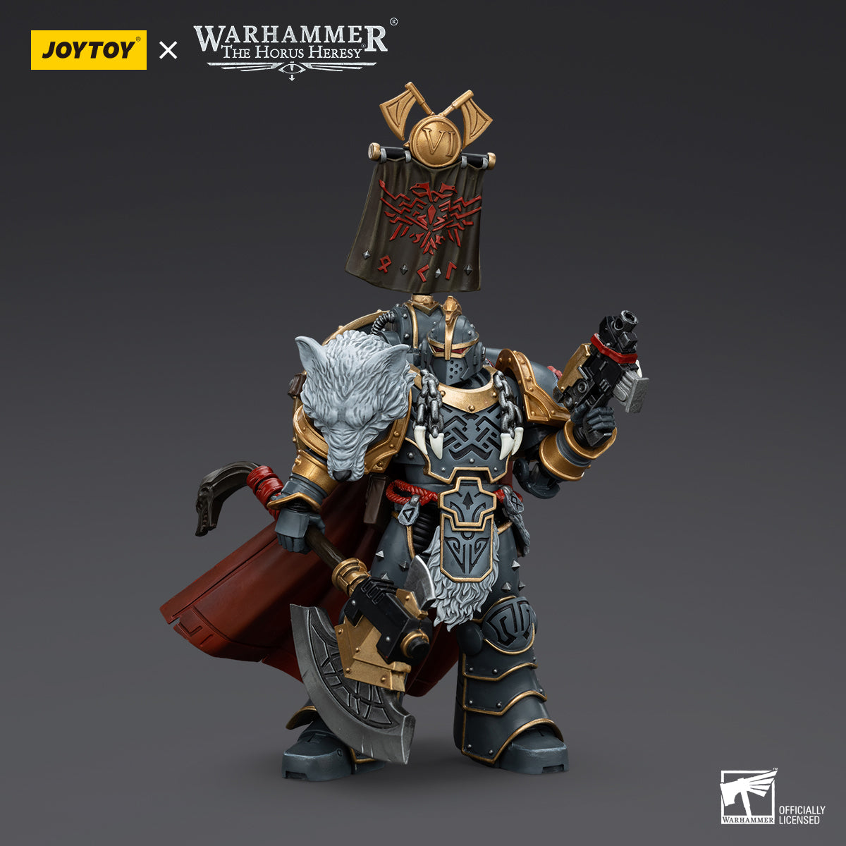 Warhammer Collectibles: 1/18 Scale Space Wolves Legion Praetor with Power Axe and Combat Shield (Preorder)