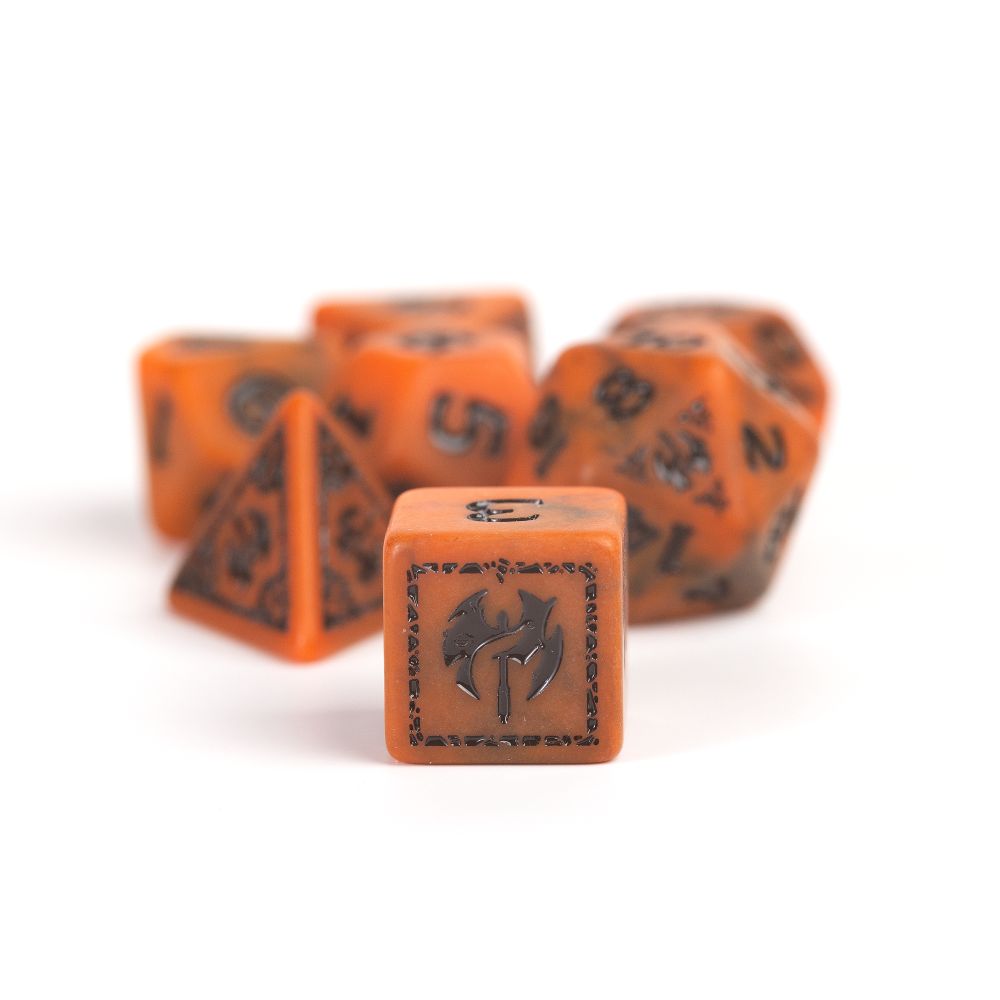 Sirius Dice - Dungeons &amp; Dragons Adventure Dice - Barbarian - Orange (Preorder)