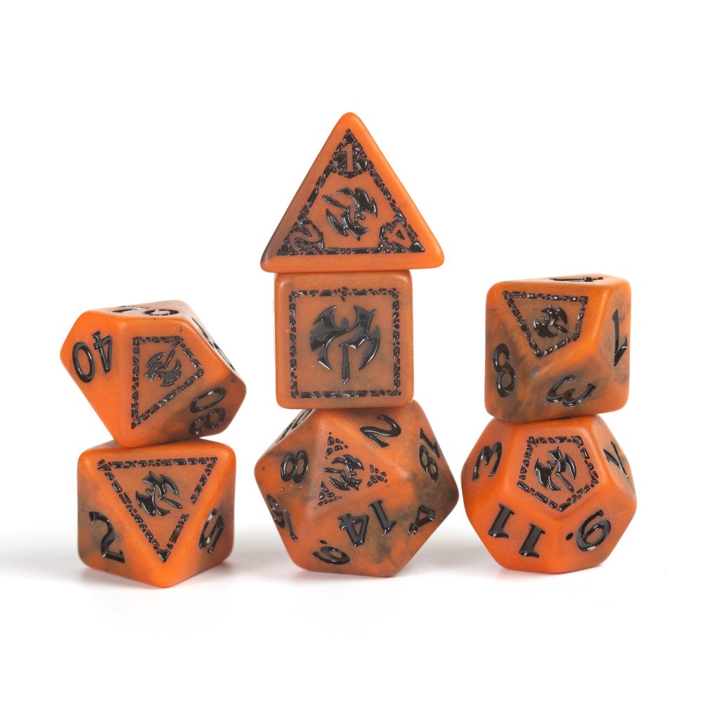 Sirius Dice - Dungeons &amp; Dragons Adventure Dice - Barbarian - Orange (Preorder)