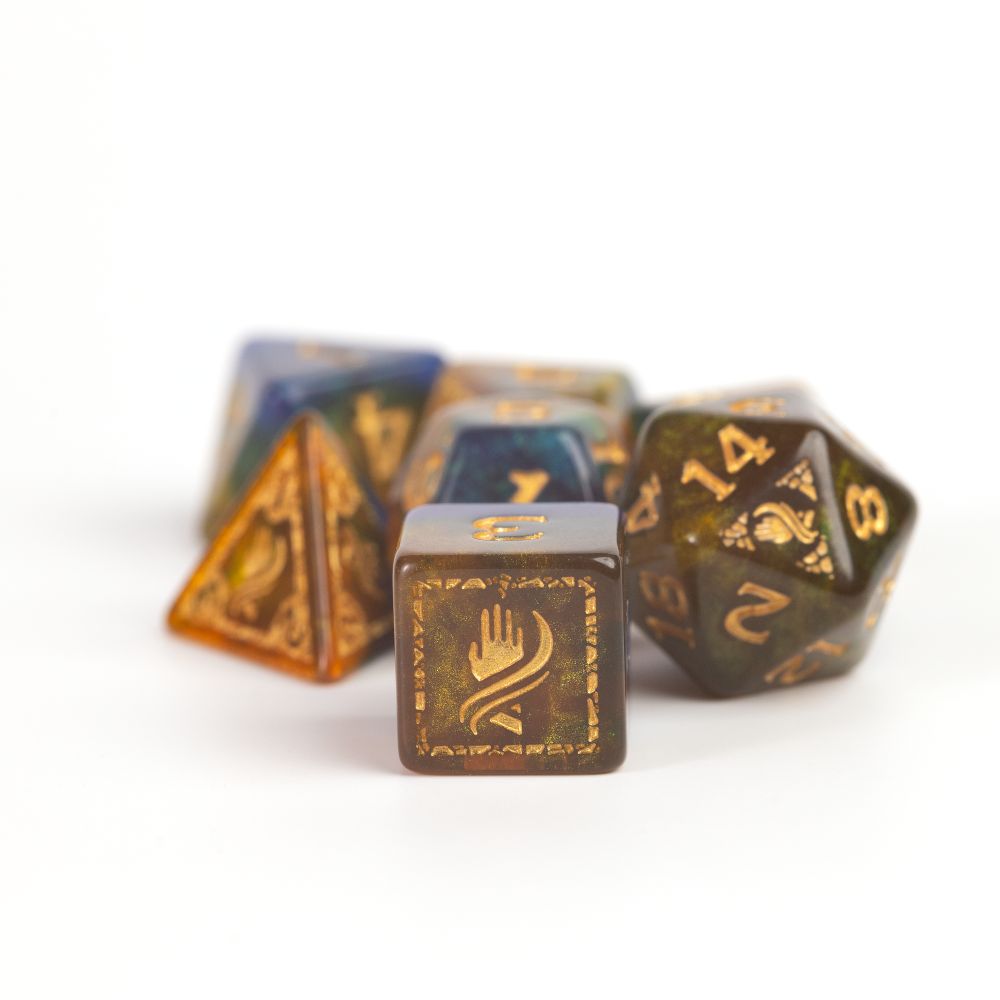 Sirius Dice - Dungeons &amp; Dragons Adventure Dice - Monk - Blue / Gold (Preorder)