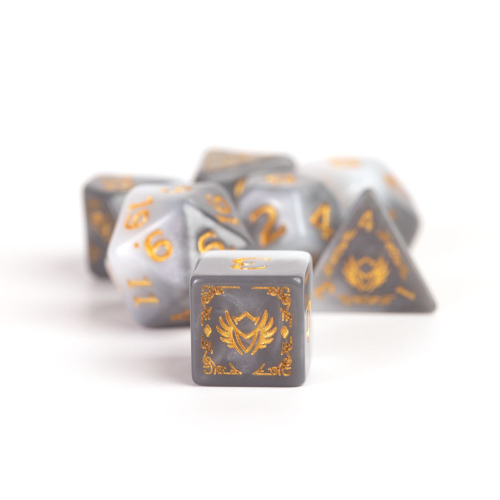 Sirius Dice - Dungeons &amp; Dragons Adventure Dice - Paladin - White / Grey (Preorder)