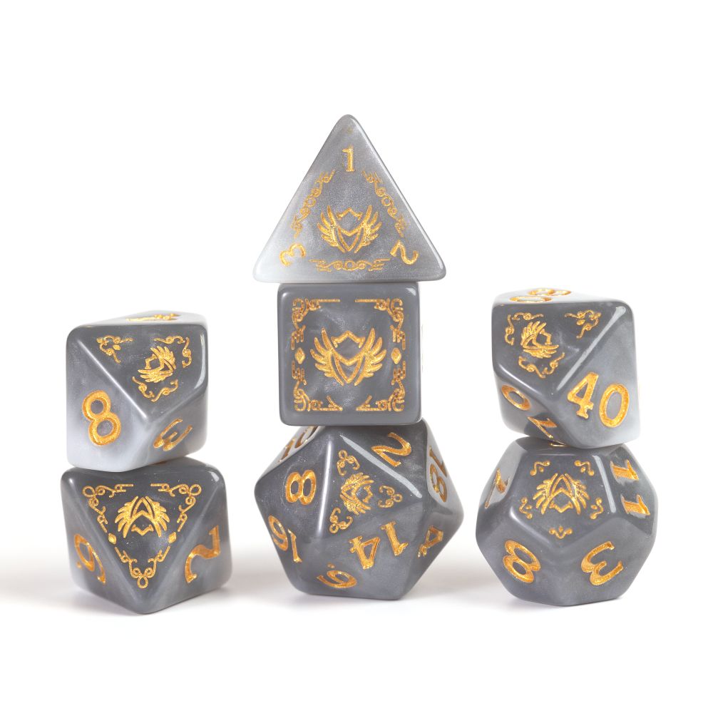 Sirius Dice - Dungeons &amp; Dragons Adventure Dice - Paladin - White / Grey (Preorder)