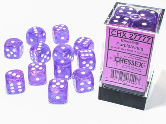 Chessex - Borealis 16mm D6 Set Luminary Purple/White (CHX 27777)