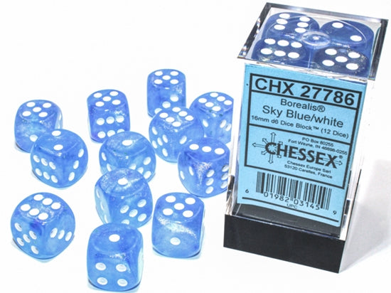 Chessex - Borealis 16mm D6 Set Luminary Blue/White (CHX 27786)